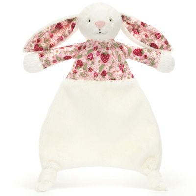 Doudou plat Lapin en fleurs Crème