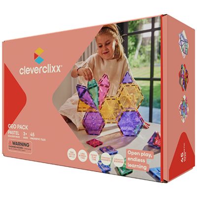 Kit de construction magnétique Géométrique Pastel (45 pièces)