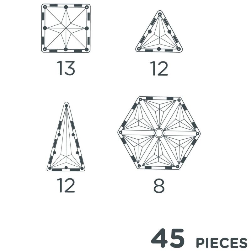 Kit de construction magnétique Géométrique Pastel (45 pièces) Cleverclixx Produit 9