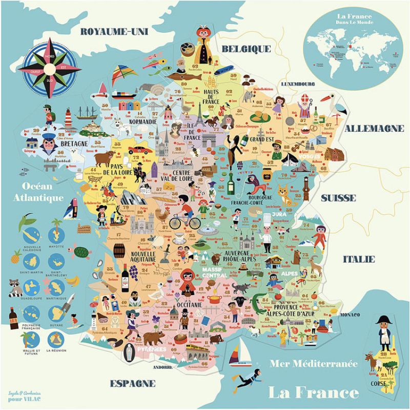 Carte de France magnétique Ingela P. Arrhenius Vilac