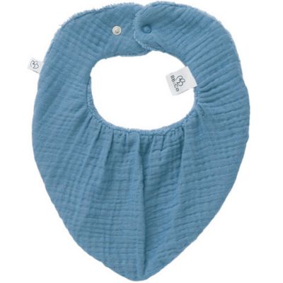 Bavoir bandana bambou et gaze de coton Pierre Bleue  par BB & Co