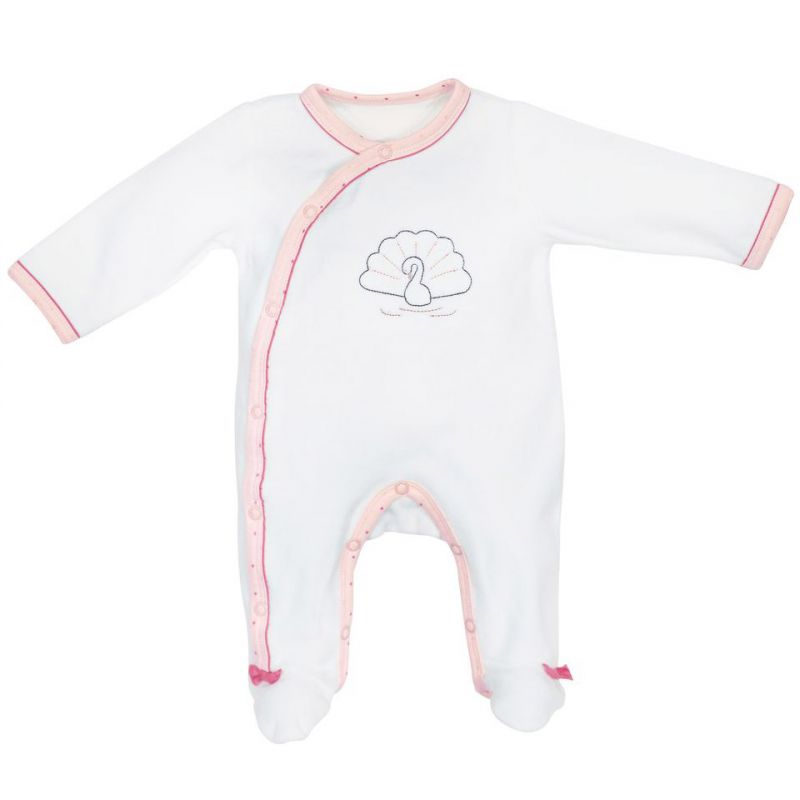 Pyjama chaud velours croisé cygne Baby Swan (1 mois) Sauthon