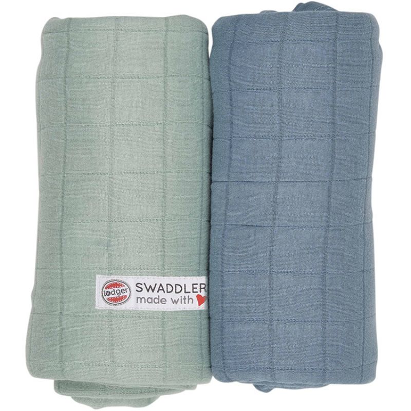 Lot de 2 maxi langes bleu et vert d'eau (120 x 120 cm) Lodger