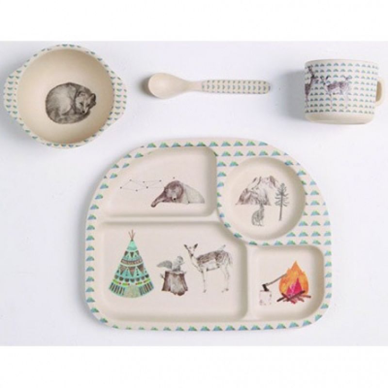 Coffret de vaisselle en bambou en forêt (5 pièces) Love Maé