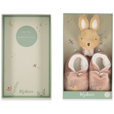 Coffret de naissance chaussons et bracelet sonore Lapin Kaloo