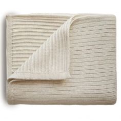 Couverture en coton bio Ribbed Beige melange (80 x 100 cm) - Mushie