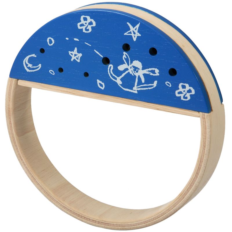 Tambourin bleu et beige Plan Toys