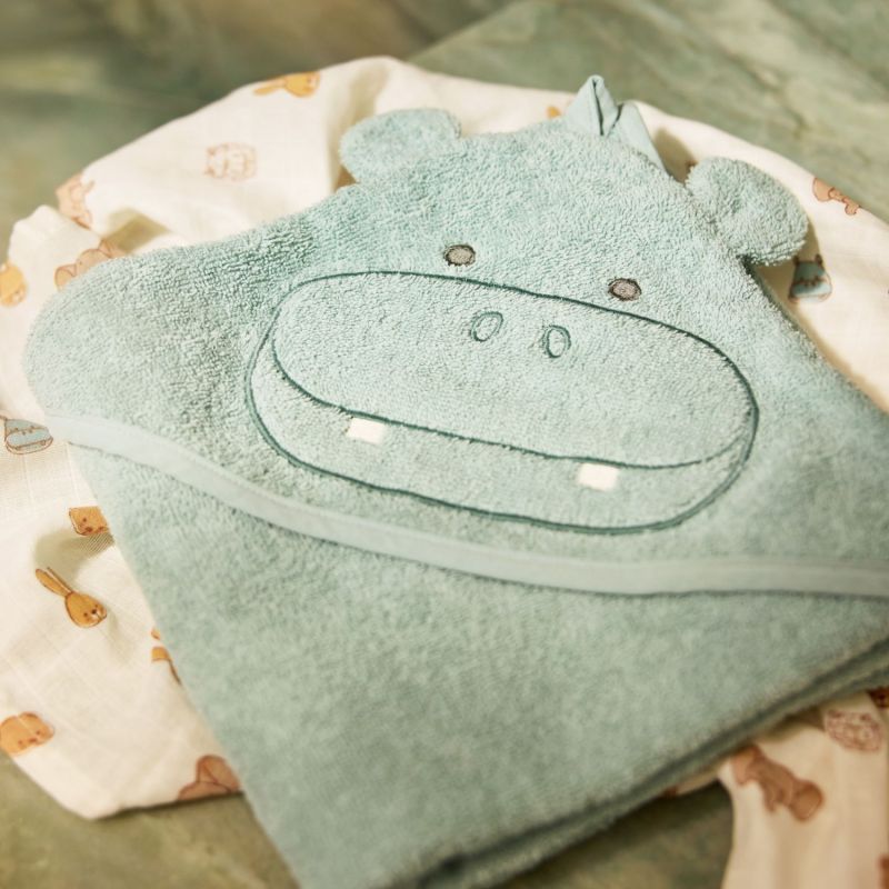 Cape de bain en éponge Hippo Happy (75 x 75 cm) Jollein Ambiance 9