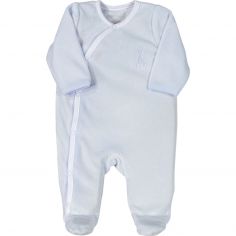 Pyjama croisé en velours bleu Sophie la girafe (naissance) - Trois Kilos Sept