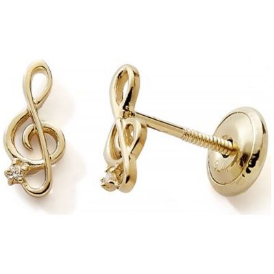 Boucles d'oreilles à vis Clé de sol (or jaune 375°)