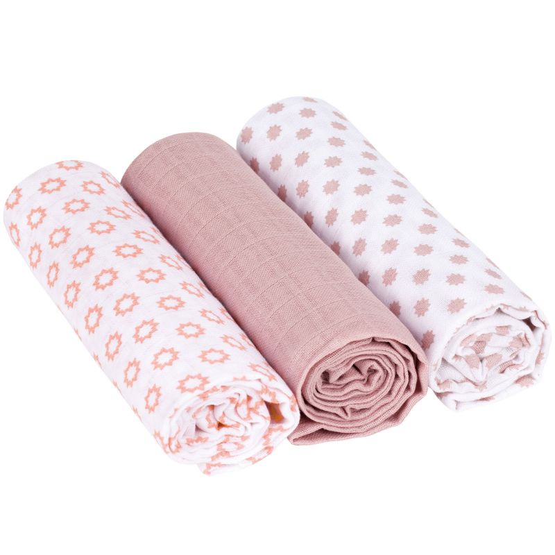 Lot de 3 langes Little Chums Étoiles rose clair  (85 x 85 cm) Lässig
