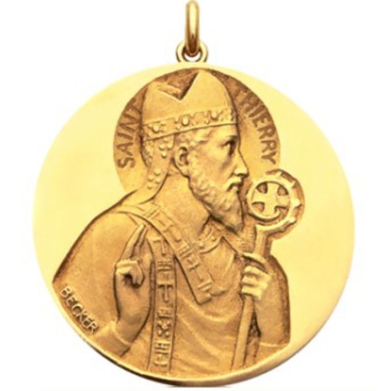 Médaille Saint Thierry (or jaune 750°) Becker