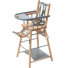 Chaise haute transformable Marcel hybride bleu gris - Combelle
