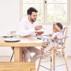 Chaise haute transformable Marcel hybride bleu gris