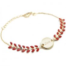 Bracelet épi rouge personnalisable (plaqué or, émail)  par Petits trésors
