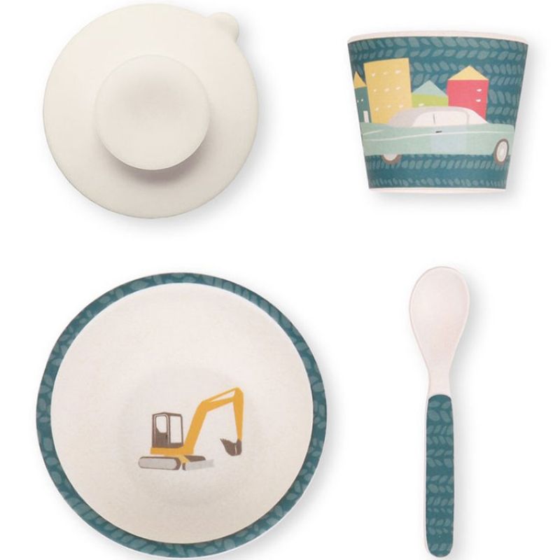 Coffret repas bébé en bambou voiture (3 pièces) Love Maé