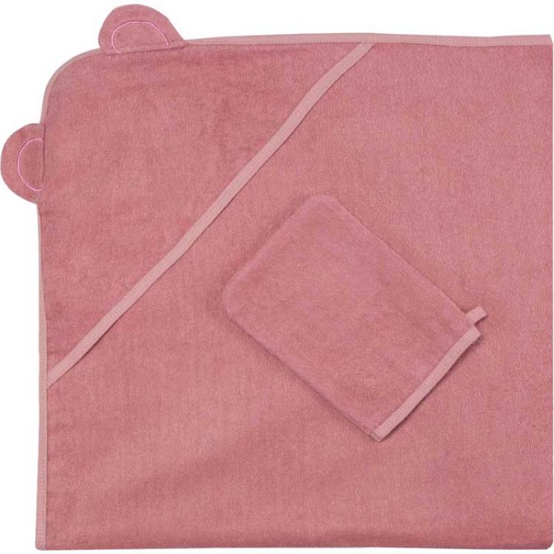 Cape de bain + gant ours rose (100 x 100 cm) Trois Kilos Sept Produit 1 grande taille