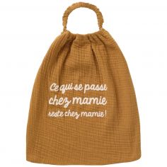 Serviette élastique chez mamie en gaze de coton havane - BB & Co