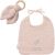 Variation Beige rosé du produit Set de naissance Bavoir et anneau de dentition Beige rosé (personnalisable) de la marque Les Griottes