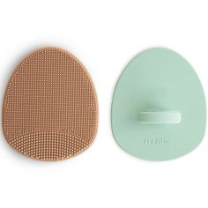 Lot de 2 brosses pour croûtes de lait Natural-Cambridge Blue - Mushie