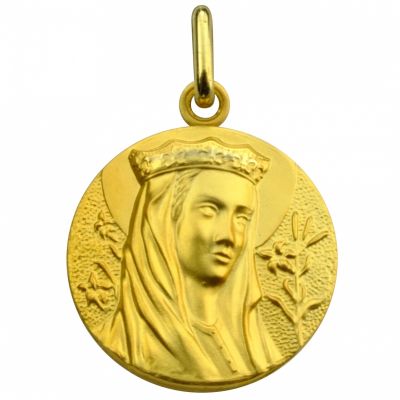Médaille ronde Vierge au Lys 20 mm (or jaune 750°) Premiers Bijoux