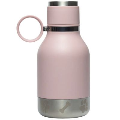 Gourde isotherme pour chien 2 en 1 Rose (1 litre)