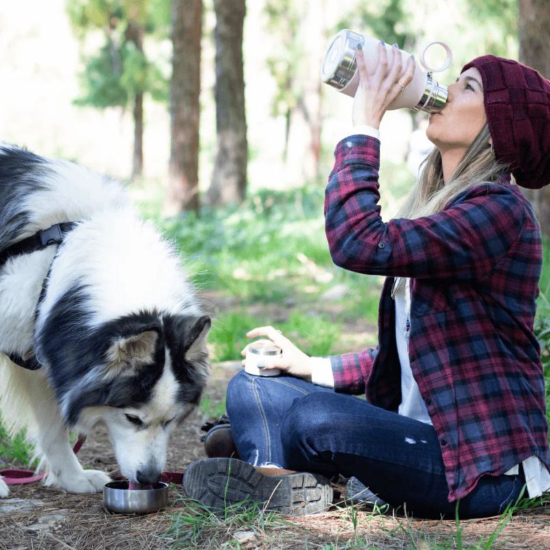 Gourde isotherme pour chien 2 en 1 Rose (1 litre) Asobu Ambiance 2