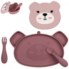 Set repas en silicone Ourson Rose (4 pièces) - TUM TUM