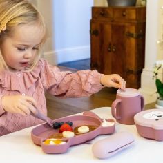 Set repas en silicone Ourson Rose (4 pièces)
