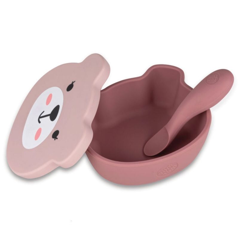 Set repas en silicone Ourson Rose (4 pièces) TUM TUM Produit ouvert 4