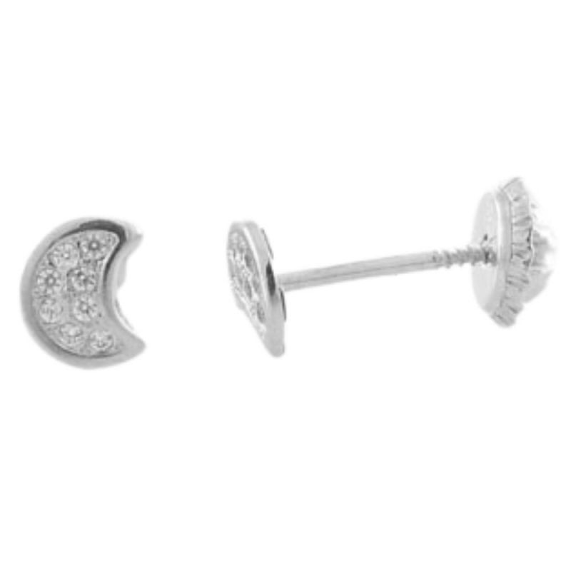 Boucles d'oreilles Lune (or blanc 375°) Baby bijoux