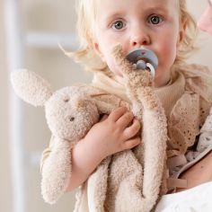 Maxi doudou attache sucette Teddy Lapin Beige