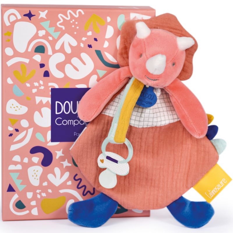 Coffret doudou attache sucette dinosaure Lou terracotta Calinosaures Doudou et Compagnie Produit 1 grande taille