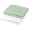 Lot de 2 draps housses en jersey Blanc-Vert de gris (70 x 140 cm) Mon P'tit Dodo Produit 1