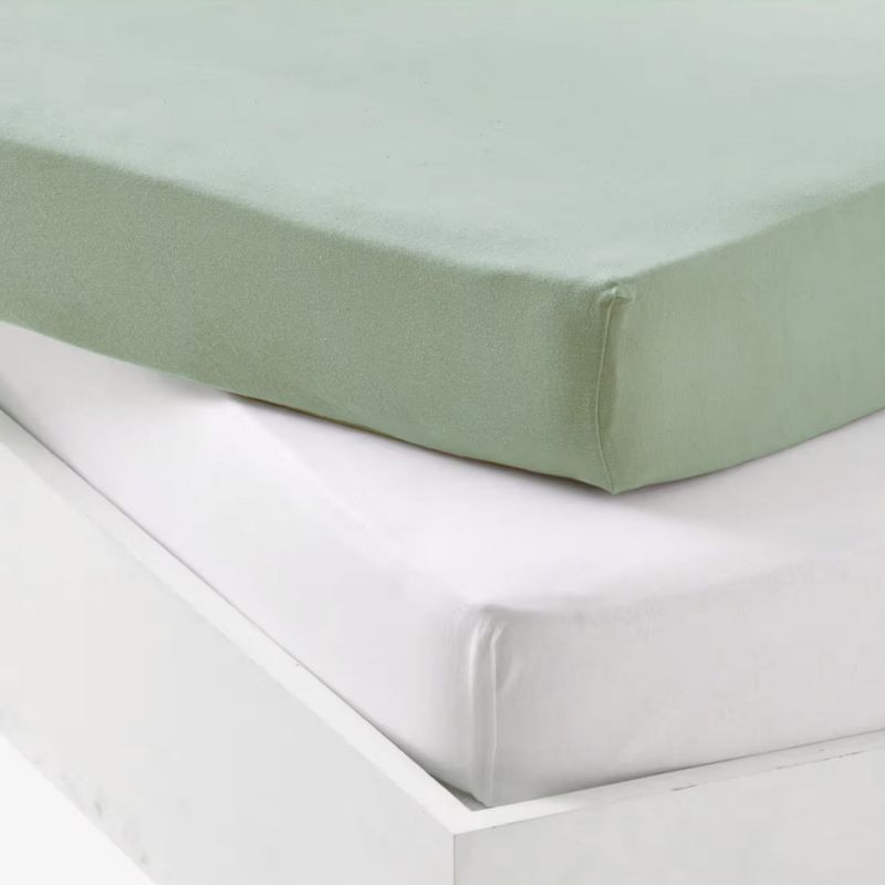 Lot de 2 draps housses en jersey Blanc-Vert de gris (70 x 140 cm) Mon P'tit Dodo Produit 2