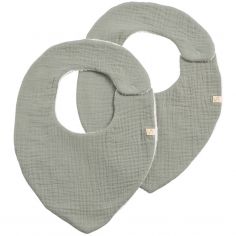Lot de 2 bavoirs en double gaze de coton Sauge - Sauthon