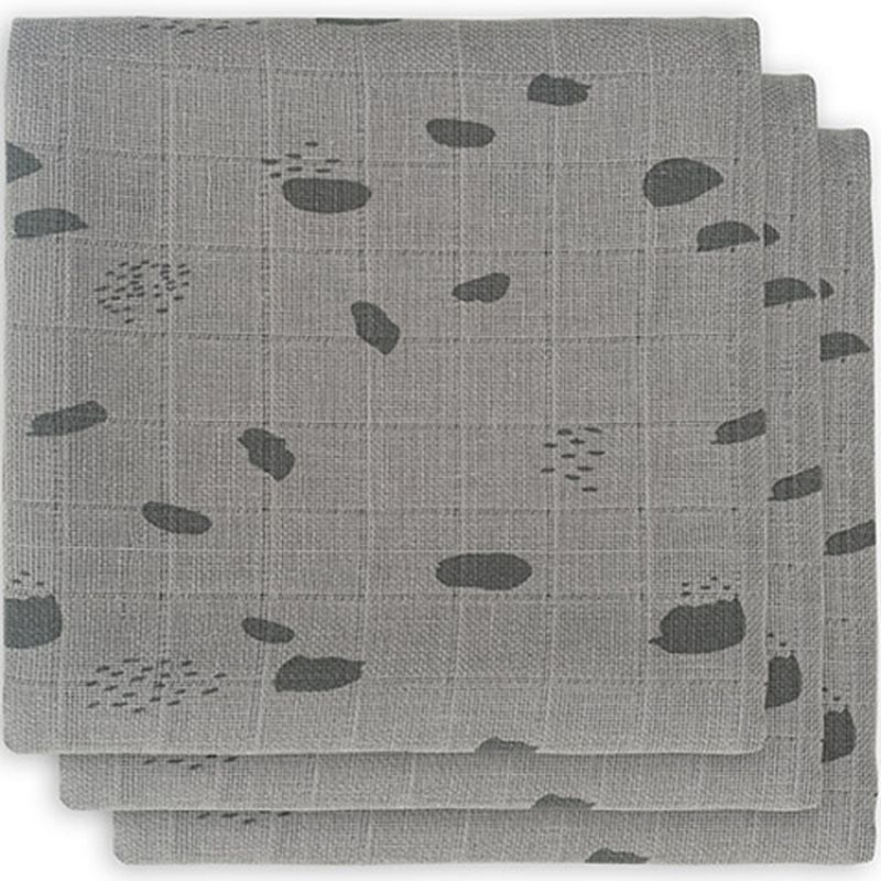 Lot de 3 langes hydrophiles Spot storm grey gris (70 x 70 cm) Jollein
