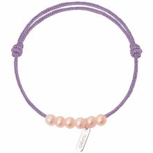 Bracelet bébé Baby little treasures cordon lavande 6 perles roses 3 mm (or blanc 750°)  par Claverin