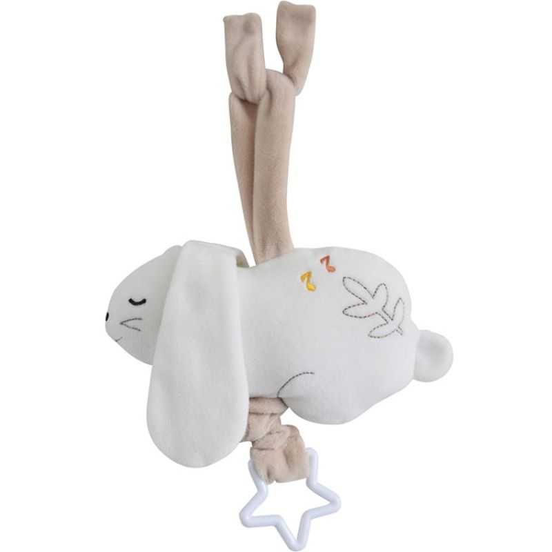 Peluche musicale à suspendre lapin blanc Sucre d'orge