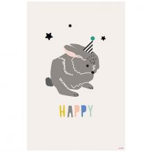 Grande affiche lapin Happy (60 x 40 cm)  par Mimi'lou