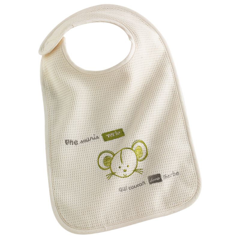Bavoir velcro Linette la souris (23 x 27 cm) 