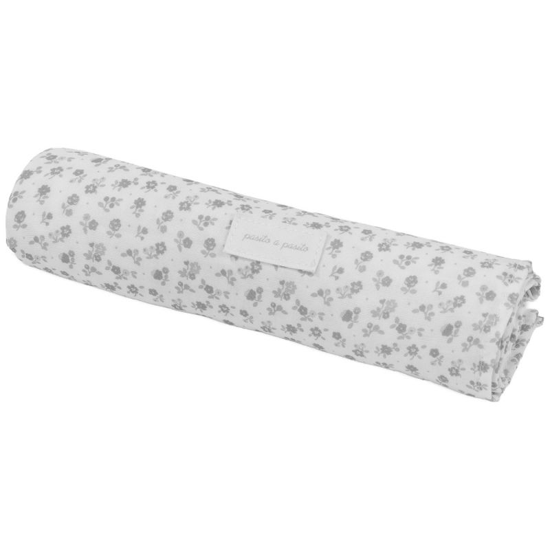 Lot de 2 langes Little Bloom Fleurs Gris (70x70 cm) Pasito a pasito Produit 1