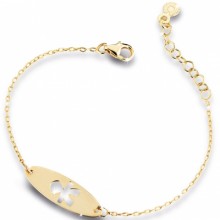 Bracelet sur chaîne Primegioie garçon ovale allongé perforé (or jaune 375°)  par leBebé