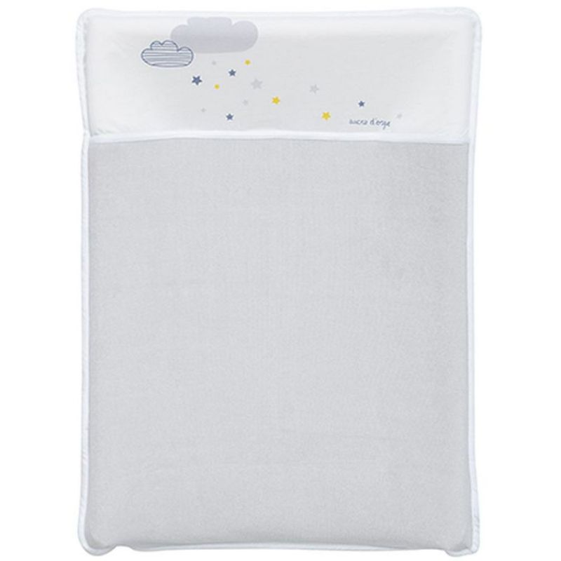 Housse de matelas à langer grise Mon petit chat parmi les étoiles (55 x 75 cm) Sucre d'orge