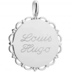 Pendant médaille Dentelle personnalisable (argent)
