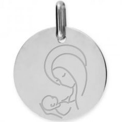 Médaille Vierge à l'enfant (or blanc 375°)  par Lucas Lucor