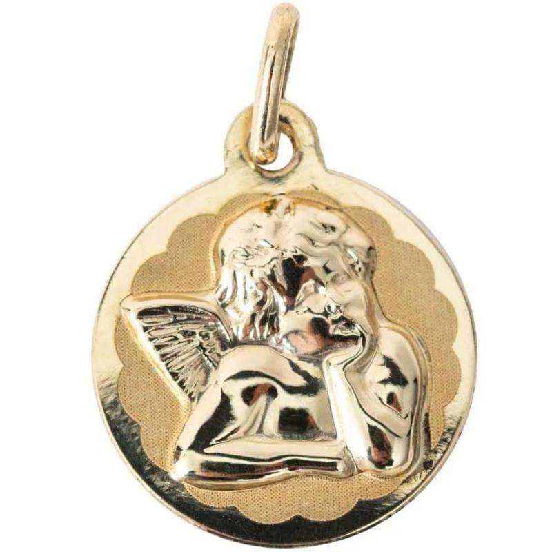 Médaille Ange Rêveur personnalisable (or jaune 18 carats) Daniel Crégut