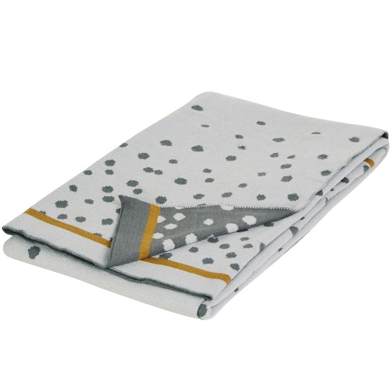 Couverture en coton Jacquard tricotée Happy Dots gris et doré (80 x 100 cm) Done by Deer