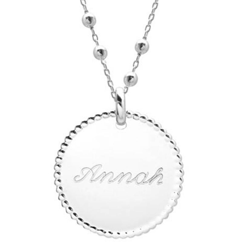 Collier maman médaille et chaîne perlées personnalisable (argent 925°) Petits trésors