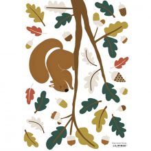 Planche de stickers A3 Ecureuil, feuilles vertes  par Lilipinso